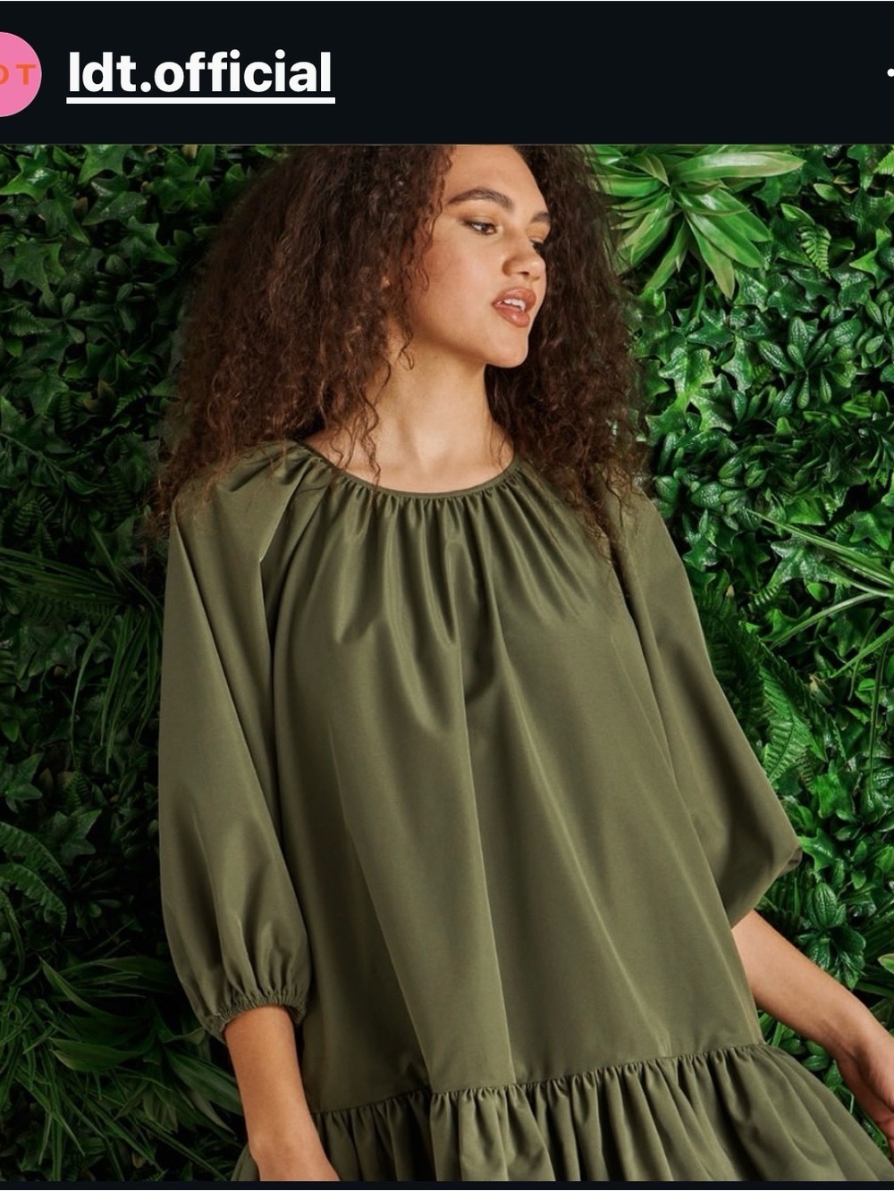 LDT by Alex and Michael Toccin Rachel Ruffle Drop Waist Swing Dress Olive Green